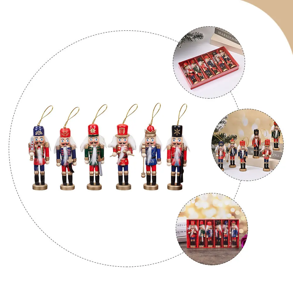 

6pcs Wooden Figurines Christmas Tree Hanging Ornaments Decor Xmas Pendant Decoration Party Home Xmas Tree Pendants Hanging