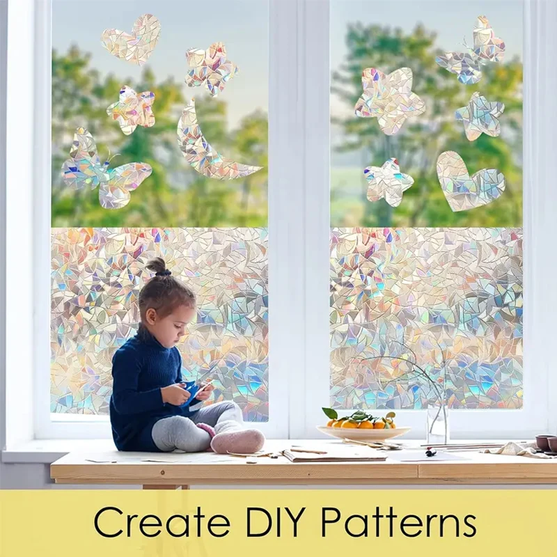 

Красочная пленка для конфиденциальности на окно в форме полумесяца, неклейкая электростатическая клейкая солнцезащитная пленка для окон, термоукрашение для дома