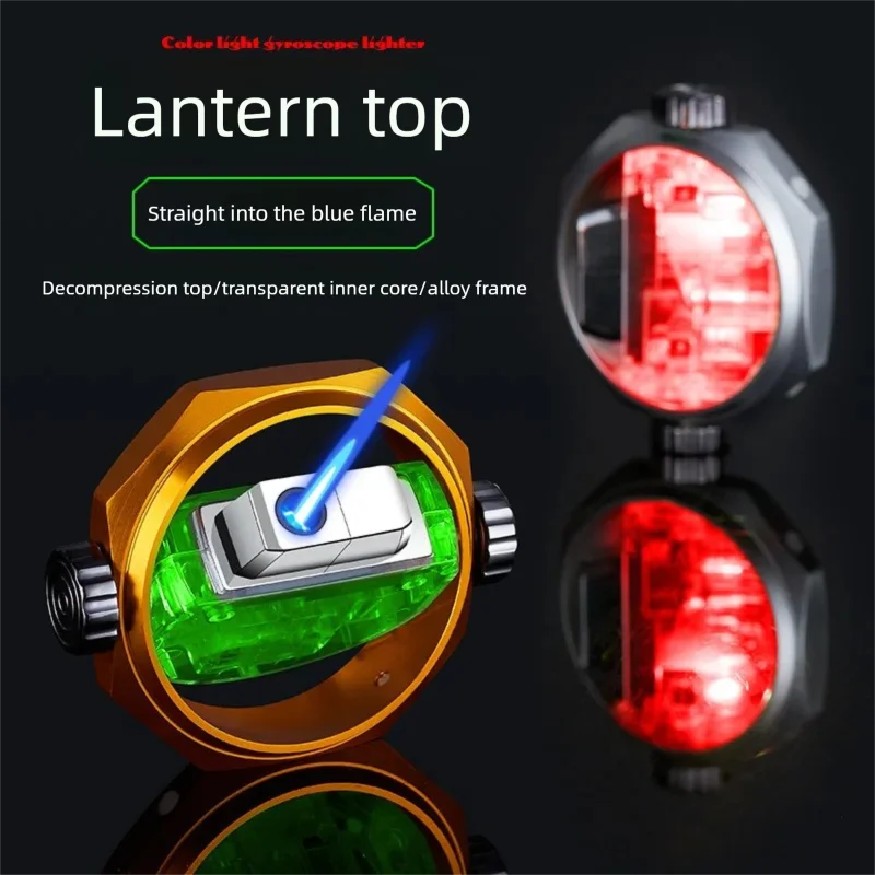 Stress Relief Fidget Spinner Lighter - Transparent Mecha LED Alloy Frame Refillable Igniter