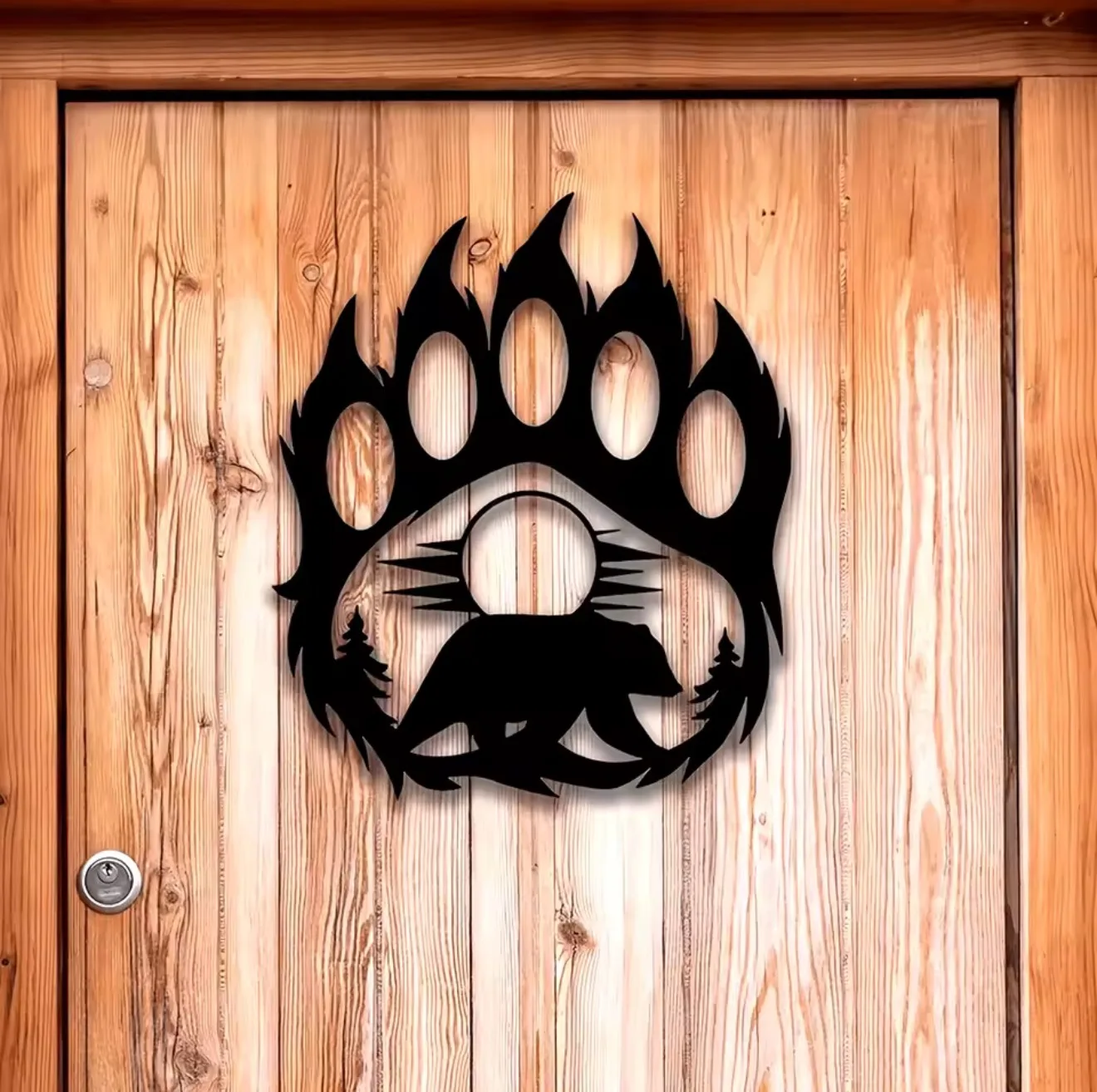 Rustic Metal Bear Paw Wall Art Indoor/Outdoor Decor for Living Room Cabin Hunting Enthusiasts Unique Home Decor