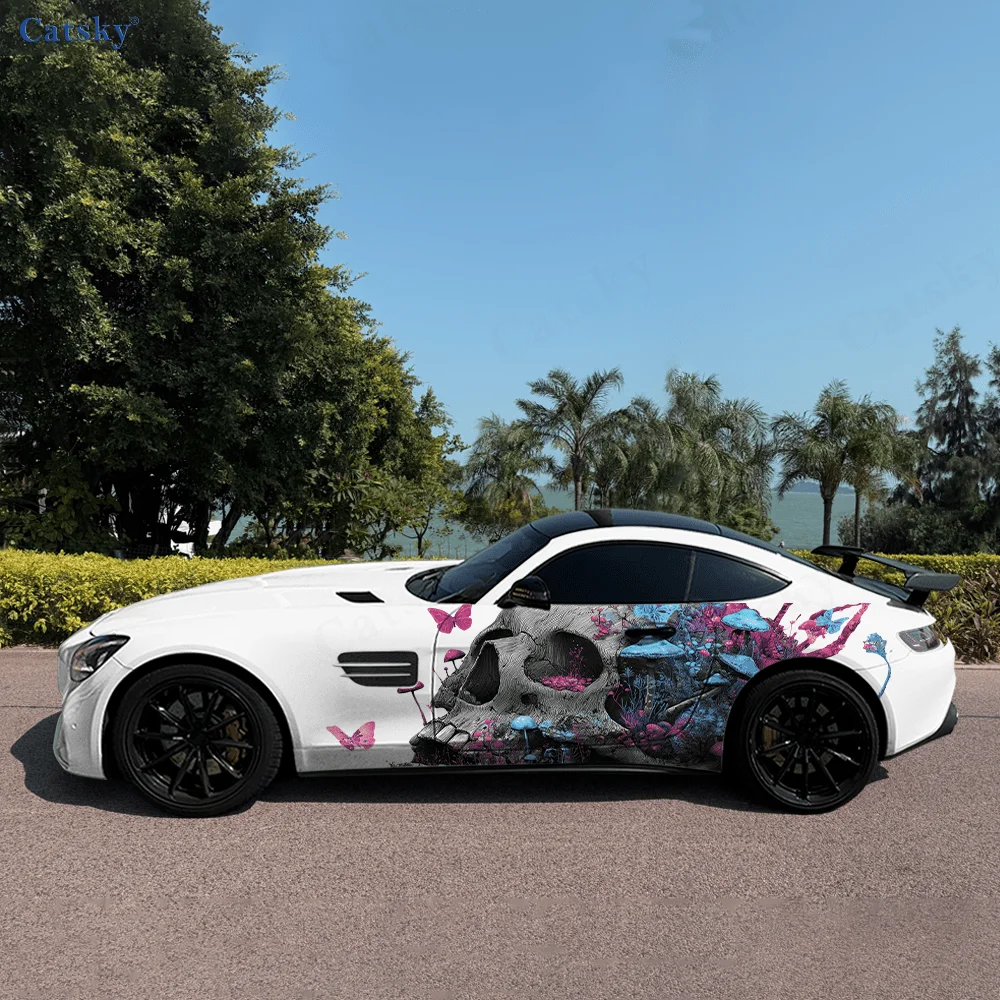 

Неоновый череп, гриб, бабочка, автомобильные виниловые наклейки, самоклеящаяся наклейка из ПВХ, подходит для грузовиков, внедорожников, декор, автоаксессуары, подарок