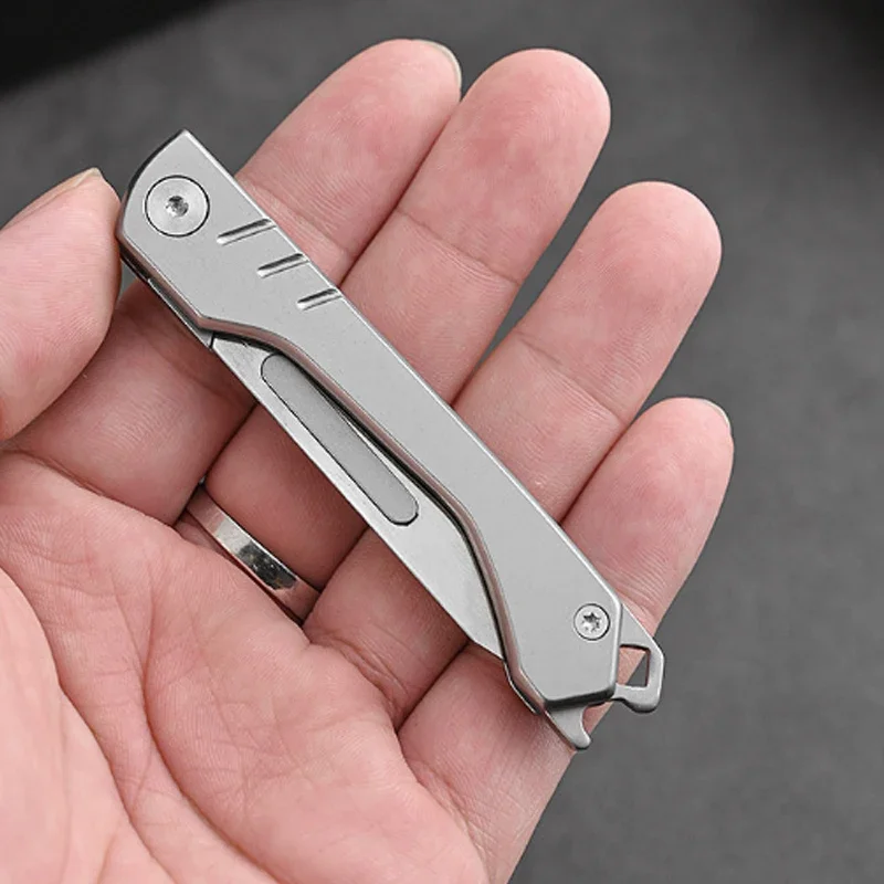 New Mini Stainless Steel Surface Titanium Plated Handle Surgical Knife Outdoor Camping Open Box Portable EDC Surgical Knife