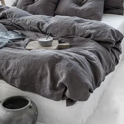 100% Linen Duvet Cover Basic Style Natural French Washed Flax Solid Color Soft Breathable Farmhouse Bedding with Button Closure