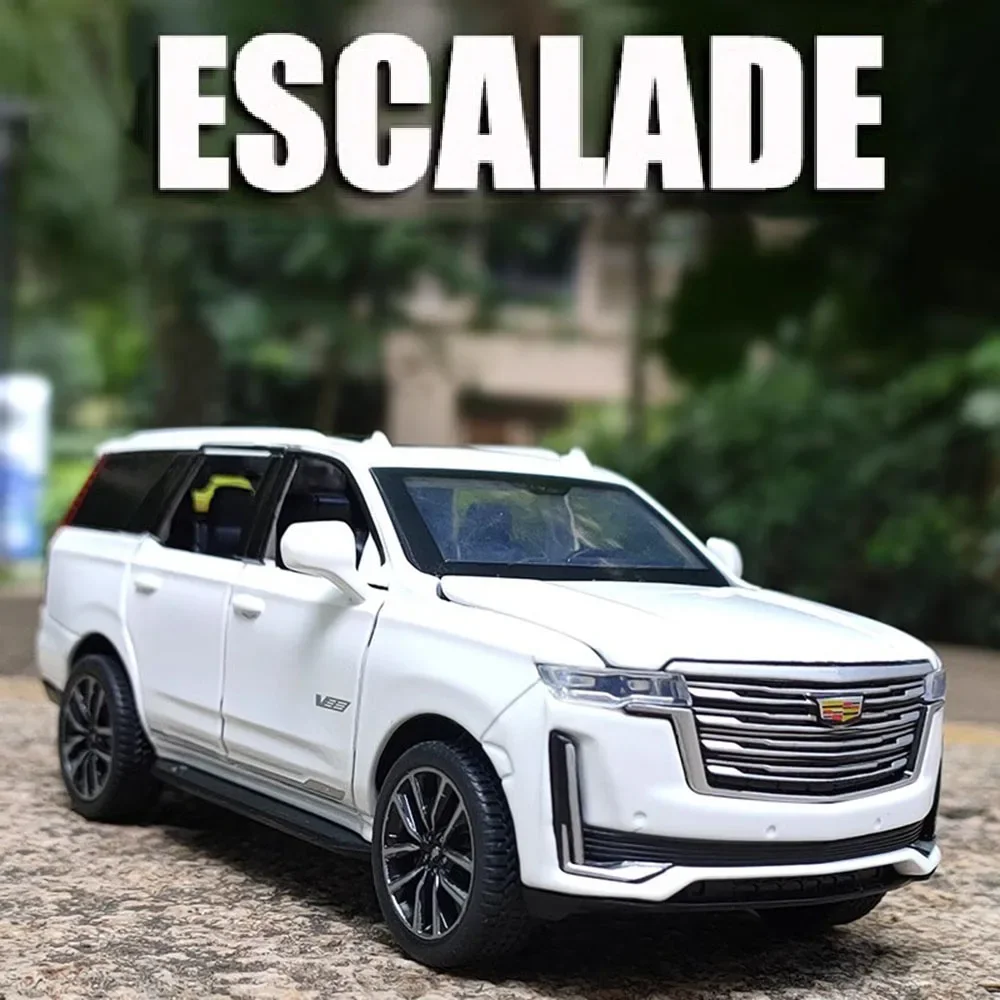 

1:24 масштабная модель автомобиля Escalade, игрушка, амортизирующие рулевые двери, открытый сплав, литые под давлением модели транспортных средств, музыкальные световые подарки для детей