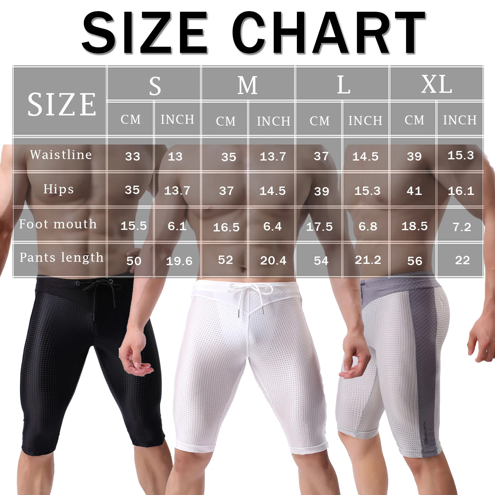 New Men Mesh Shorts Surf Board Short Pants Tights Breathable Long Boardshorts Sport Fitness Bodybuilding Workout Jogger Shorts