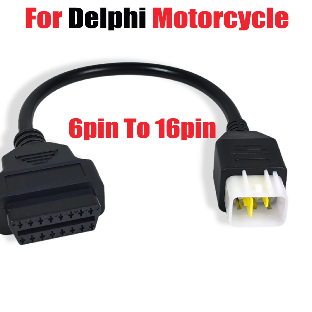 

6pin To 16pin For Delphi Motorcycle Cable OBD2 Connector Cables Adapter OBD Diagnostic Cable Extension Connectors For Delphi