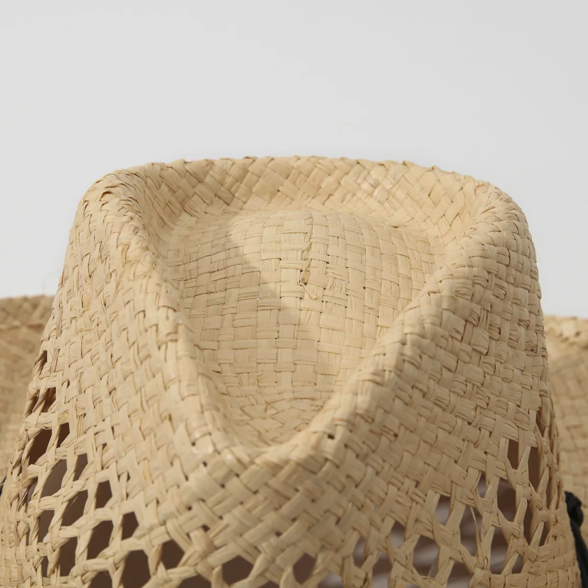 Hot Sale Hollow Western Cowboy Hat, Spring Summer Wide Brim Rafia Sun Cap for Couples, Beach Vacation Hat Cross Border