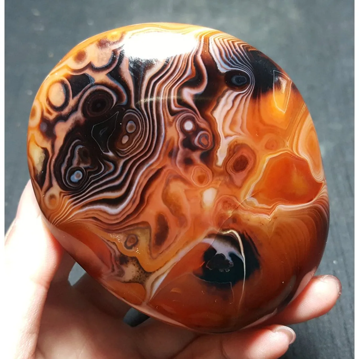 Large Banded Agate Mountain Gem, Banded Pattern, Polished Tumbled, Shelf Display, Natural Stone, Crystal Collection