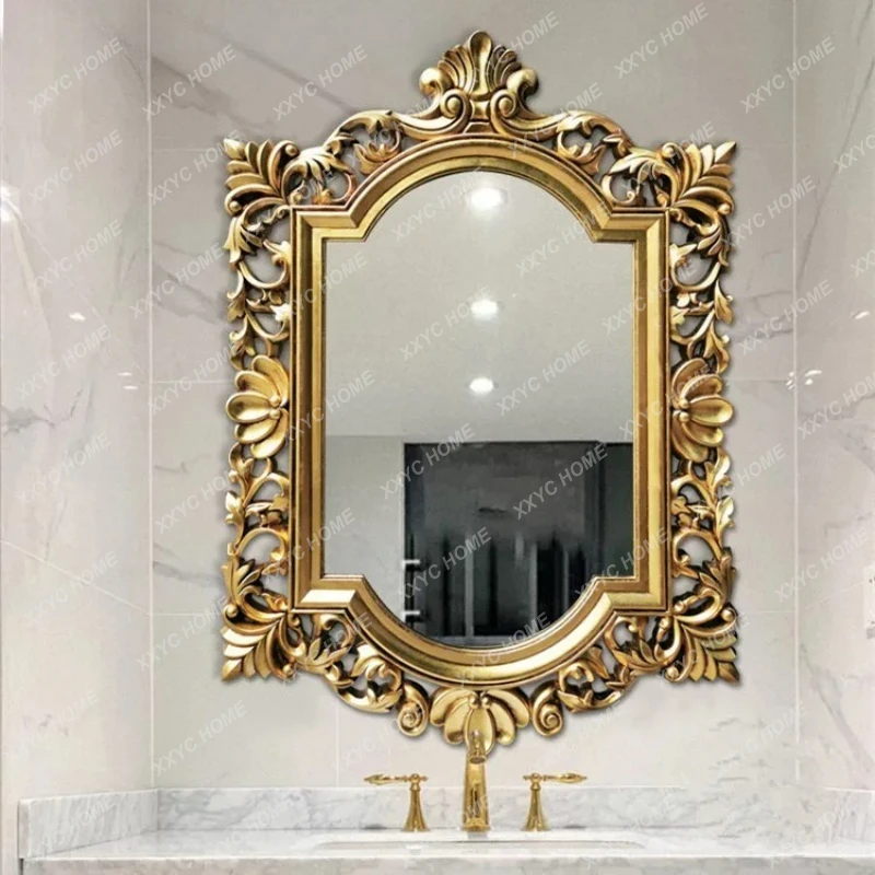 AA Classic retro bathroom mirror carved art wall hanging decorative mirror