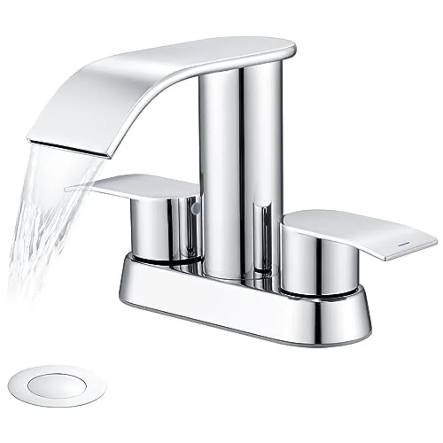 

Bathroom Faucet for Sink, Bathroom Sink Faucet for 3 Hole or 2 Hole, Handle Waterfall Faucets with Pop up Dra, Centerset Faucet