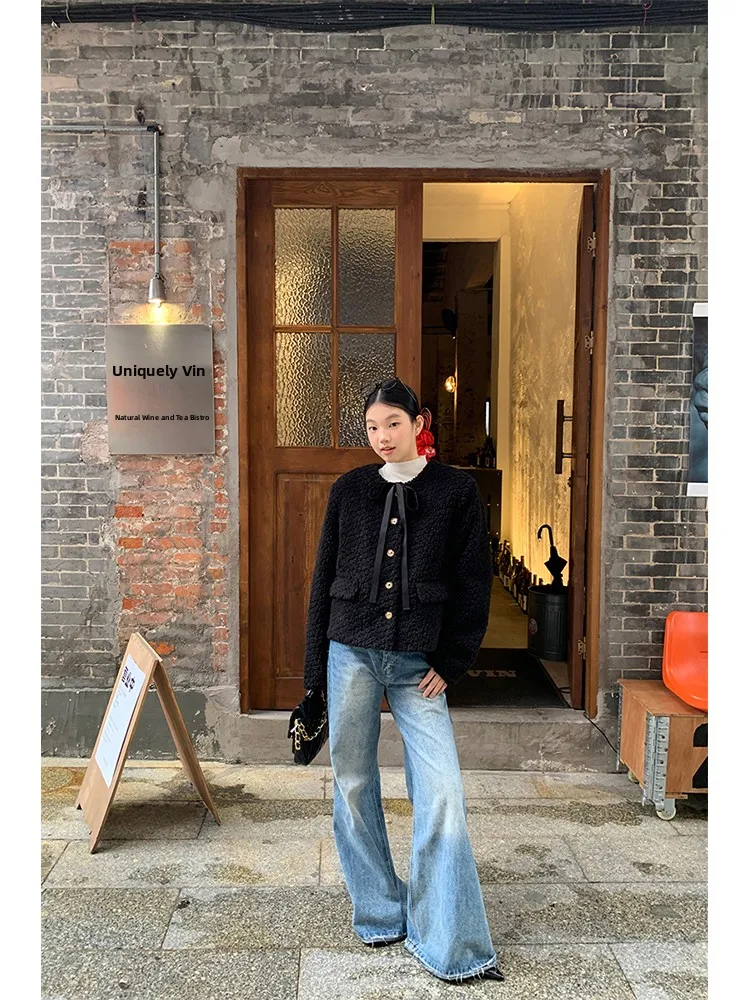 

Red Celebri Lamb Fur Jaet Women's Thiened Bla Cotton Coat Small Fraance Sle Quilted Super Beautiful Cottonwear