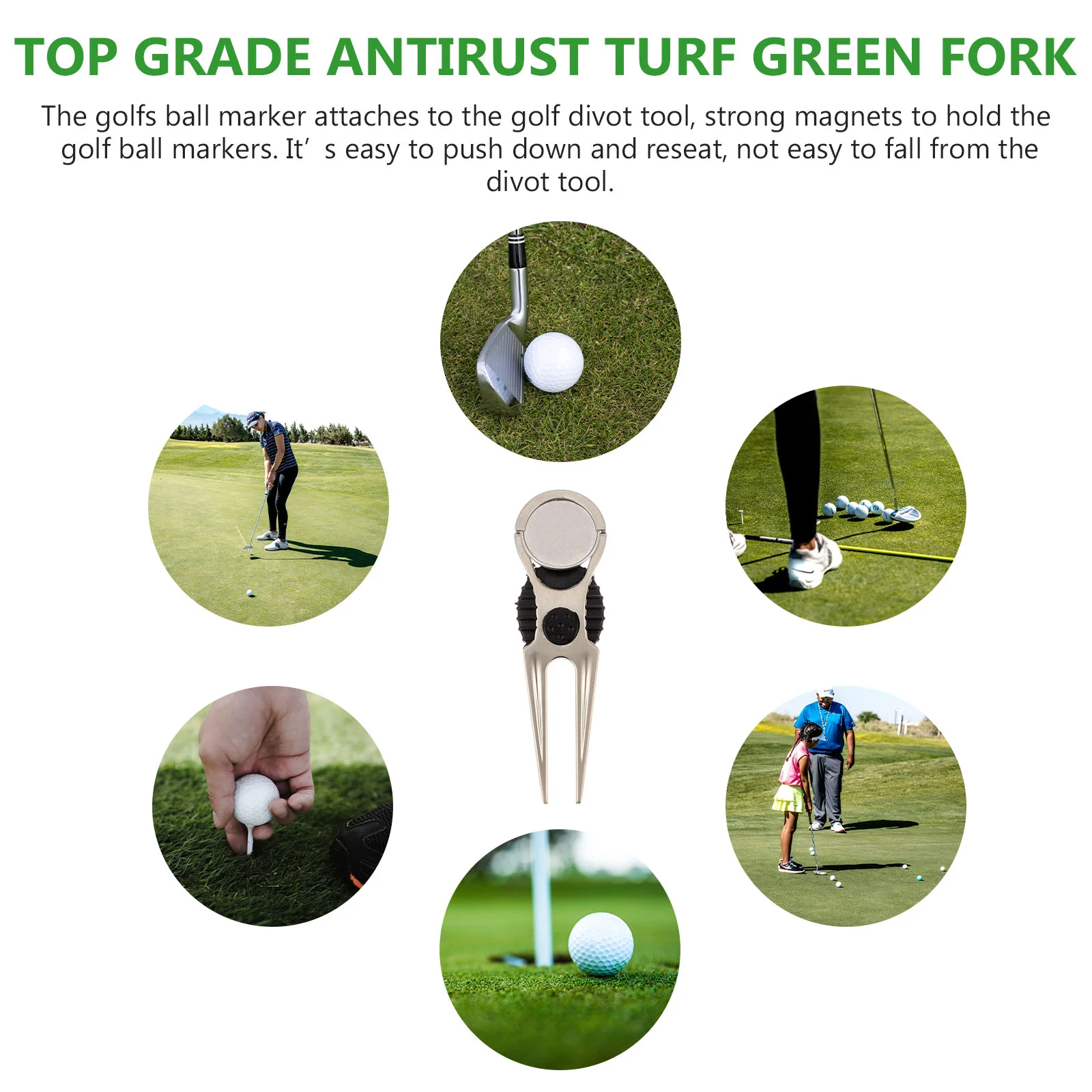 Mowing The Grass Golf Green Fork Hotfix Tool Zinc Alloy Pitch Repair Golfs Training