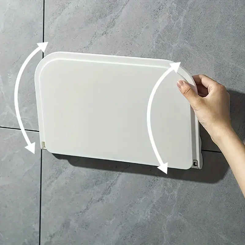 1pc Foldable Wall-mounted Shelf, For Bathroom, Toilet, Kitchen, Bedside, No Drilling Phone Storage, Wifi Router Storage