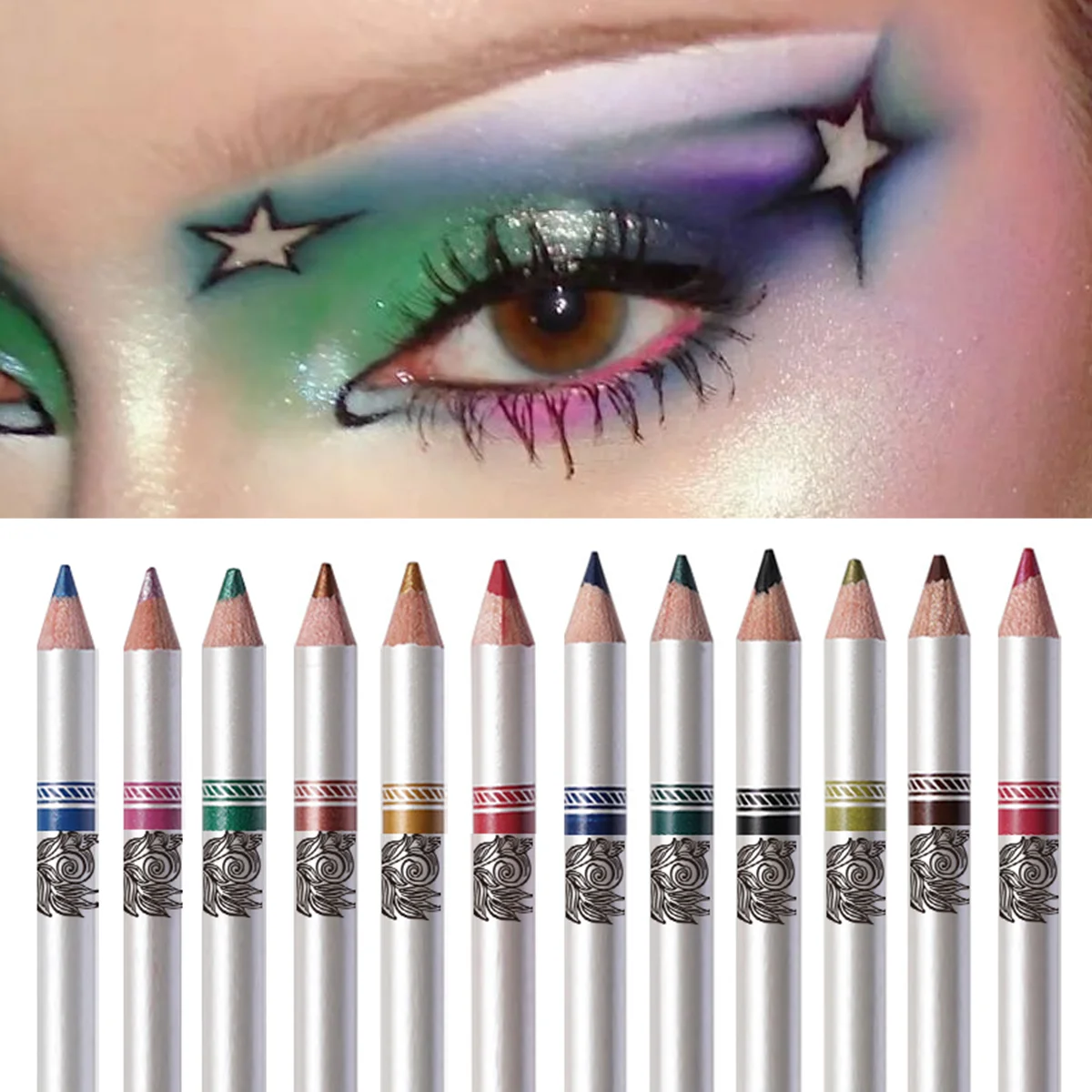 12PCS/PACK 2 in 1 Eyeliner 12 Colors Lip Pencil Long-lasting Waterproof Makeup Cosmetic Set Eye Liner HOT SALE