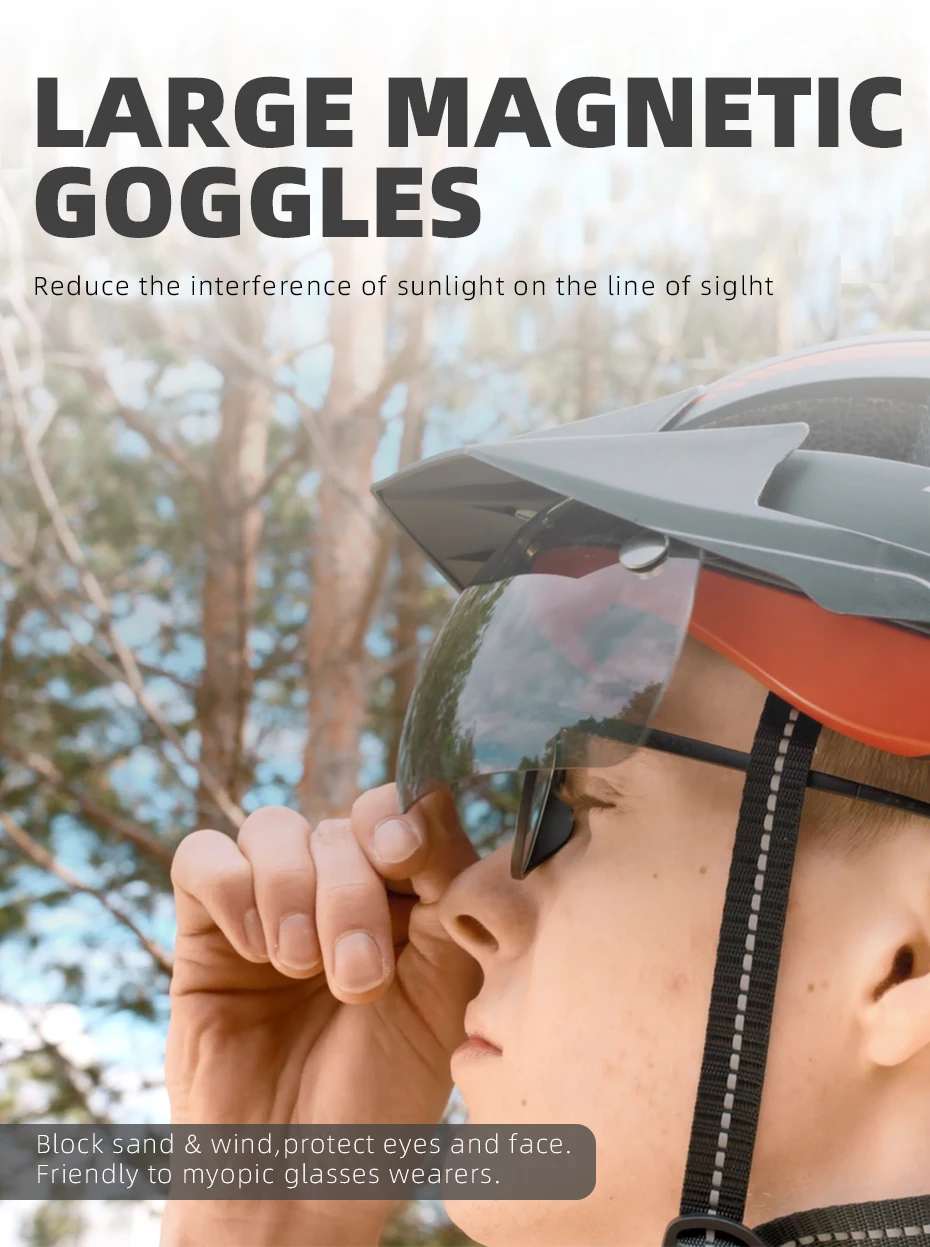VICTGOOL Fahrradhelm für Männer Sonnenblende Goggles Radfahren Helm LED USB Licht Magnetische Linse MTB Rennrad Helme Sicherheit – Detail 6