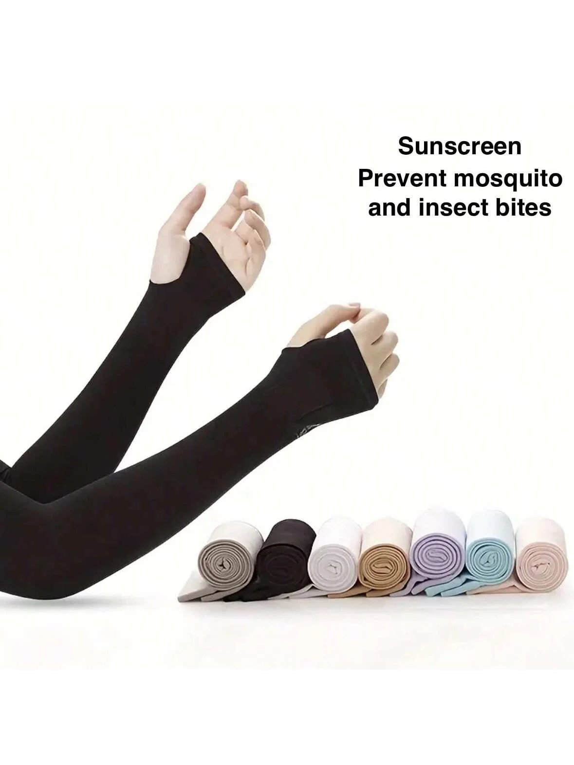 

1 Pairs Women's Summer Ice Silk Sunscreen Arm Sleeves - Thin, Elastic, And Breathable For Outdoor Cycling And Sun Protection