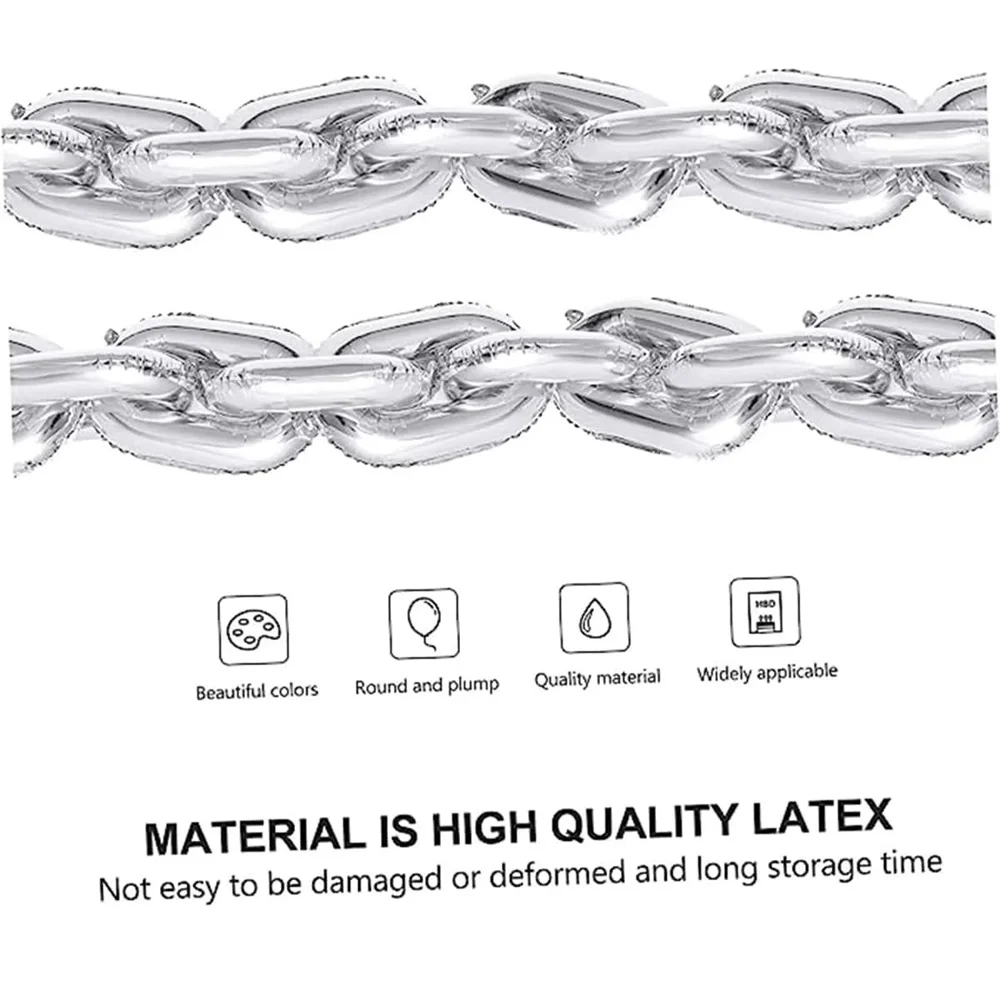 24/18/10Pcs 16 inch Silver Aluminum Film Iron Chain Balloon Set Hip Hop Party Theme Birthday Graduation Wedding Arch Supplies