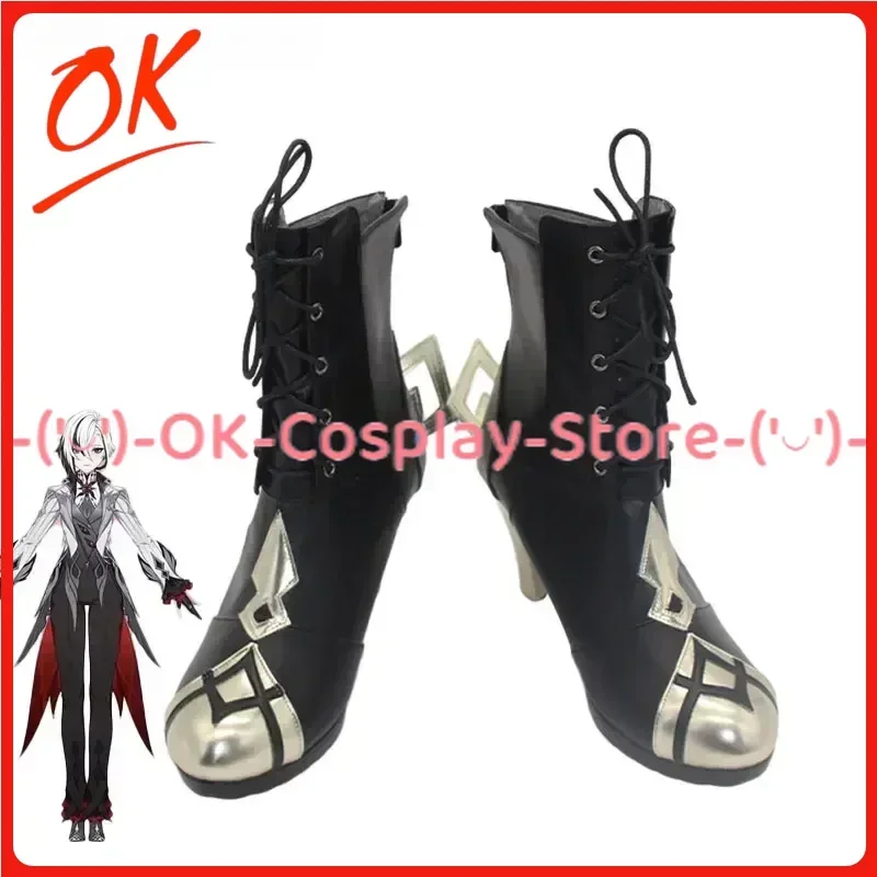 [Customized Size] Genshin Impact Arlecchino The Knave Cosplay Shoes Game Roleplay Costume Prop Halloween Party Boots PU Leather