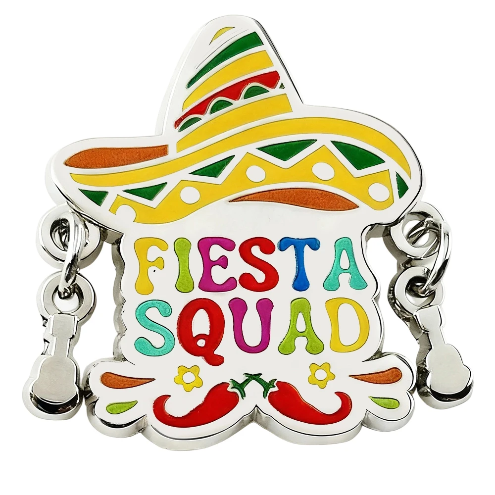 Fiesta Squad Mexican Party Badge Cinco de Mayo Festival Enamel Pin Mexican Hat Brooch Fun Holiday Souvenir Decoration