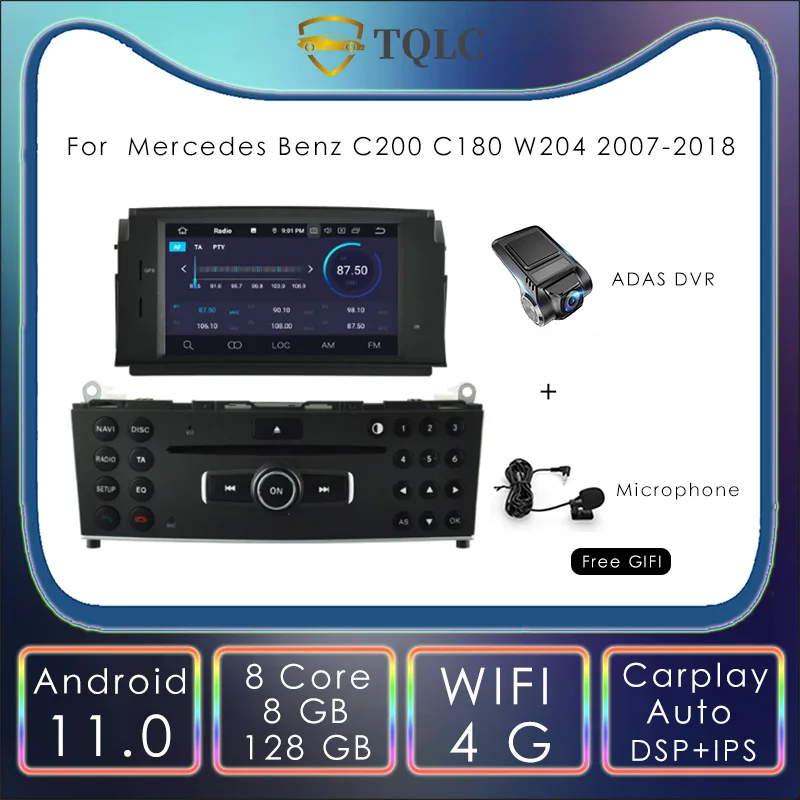 

Android Car Radio Stereo For Mercedes Benz C200 C180 W204 2007-2018 Navigation Multimedia System Dvd Player Audio Gps Autoradio