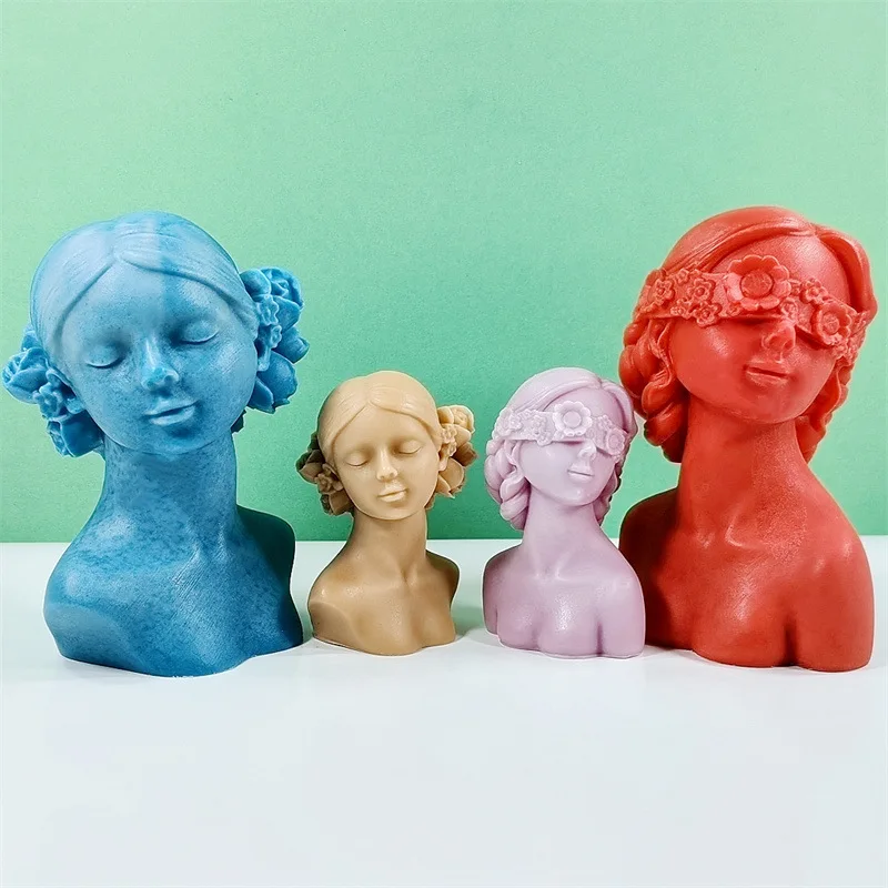 

Blinded Girl Aromatherapy Candle Silicone Mold DIY Girl Ins Wind Gypsum Expanded Fragrance Stone Decoration Mold