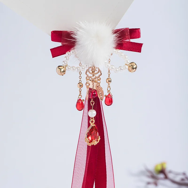 1 زوج مشبك شعر الكرة القطيفة مع Bowknot الأحمر شرابة دبوس الشعر الصينية Hanfu إكسسوارات الشعر الفتيات خمر مجوهرات الزفاف الشعر #3