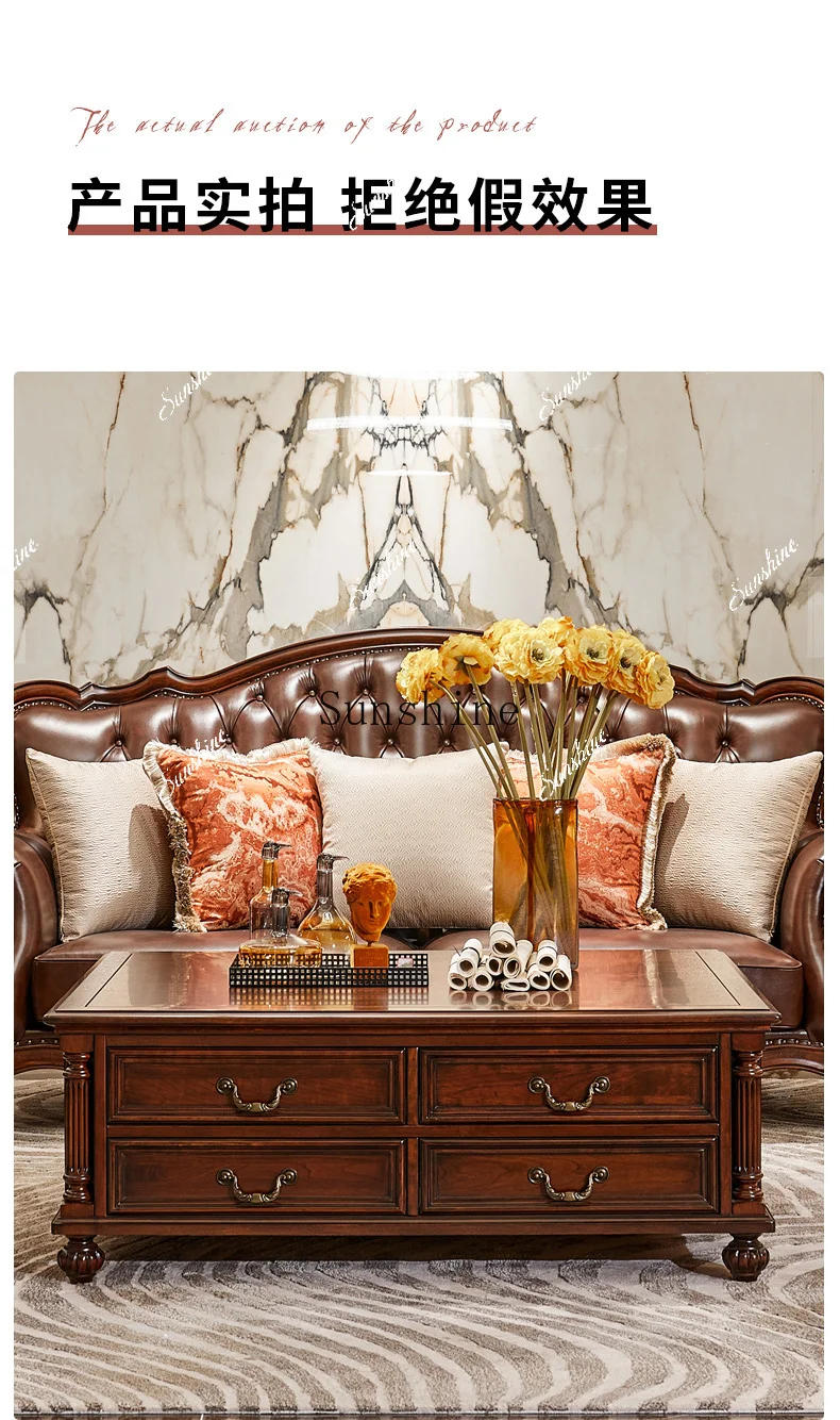 American all-solid wood coffee table North American cherry wood tea table eight drawersXX