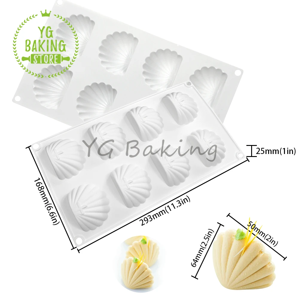 Dorica 8 Cavity 3D Seashell Design Pudding Mousse Mould DIY Candy Chocolate Silicone Mold Cake Decorating Tools Kitchen Bakeware