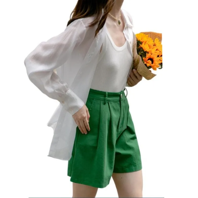 

Loose Shirts for Women Sun Protection Lyocell Summer Chic oversize Blouses Fairy White Cool Long Sleeve Light Thin Tops 4XL 5XL