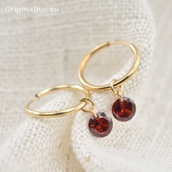 Birthstone Earrings 14K Gold Filled Hoop Earrings Fine Jewelry 15MM Hoop Earrings Brincos Pendientes Oorbellen Boho Earrings