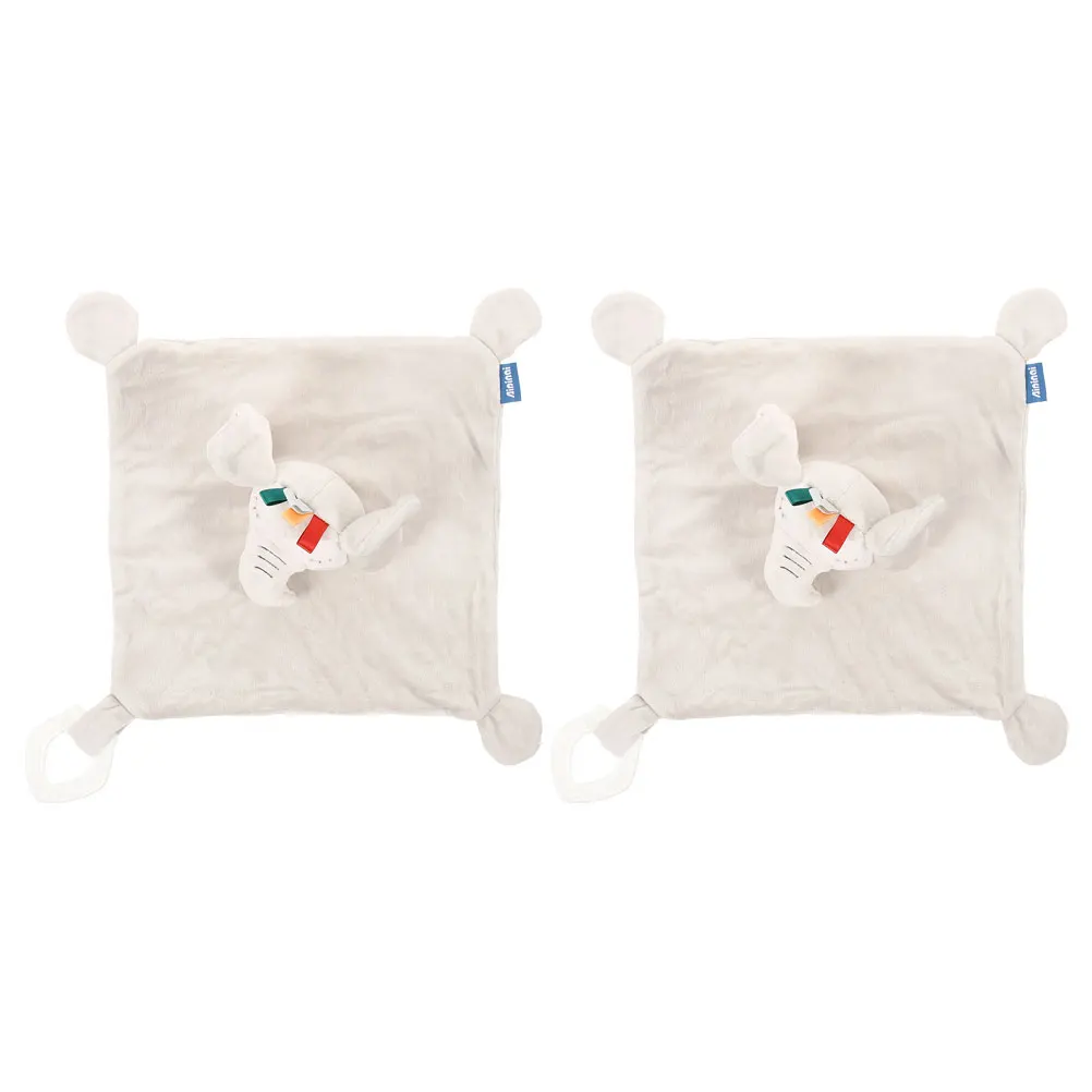

2 Pcs Baby Bib Babies Biting Toy Soothing Toys Towel Animals Security Blankets Beige Appeasing