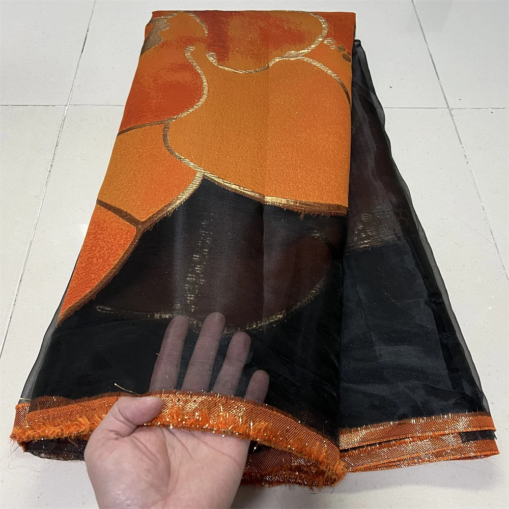 

2025 High Quality African Nigerian Tulle Lace Fabric Organza Embroidery Guipure Party Gown Dress Brocade Jacquard 5Yard YXZ188