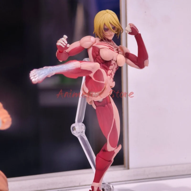 Original kaiyodo revoltech incrível ataque yamaguchi em titã feminino titan figura de ação annie leonhart eren titan figuras modelo