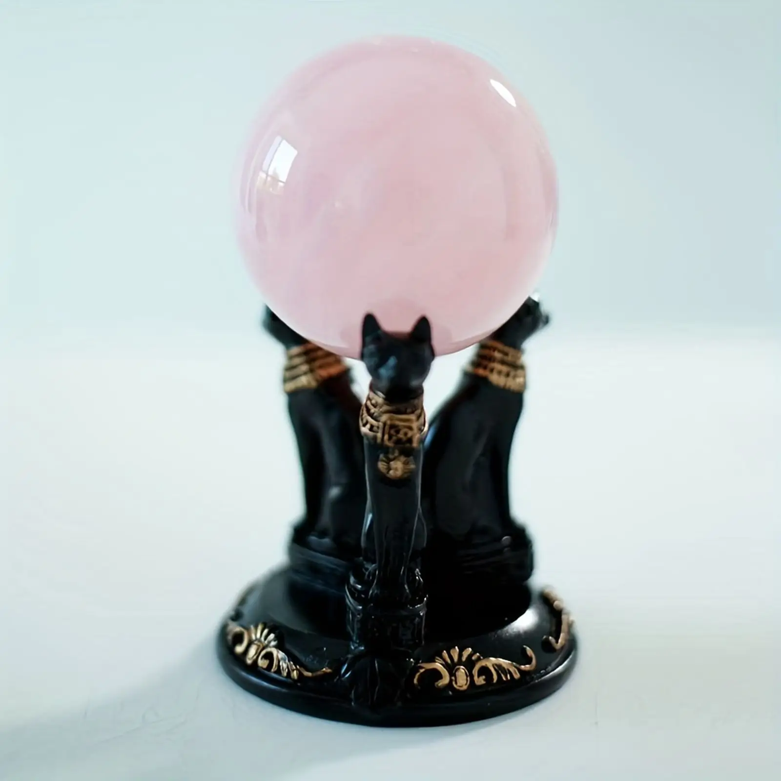 1pc Cat Crystal Ball Stand Cats Shape Sphere Holder Triple egiziano Display Base statuetta in resina statua Office Home Decor