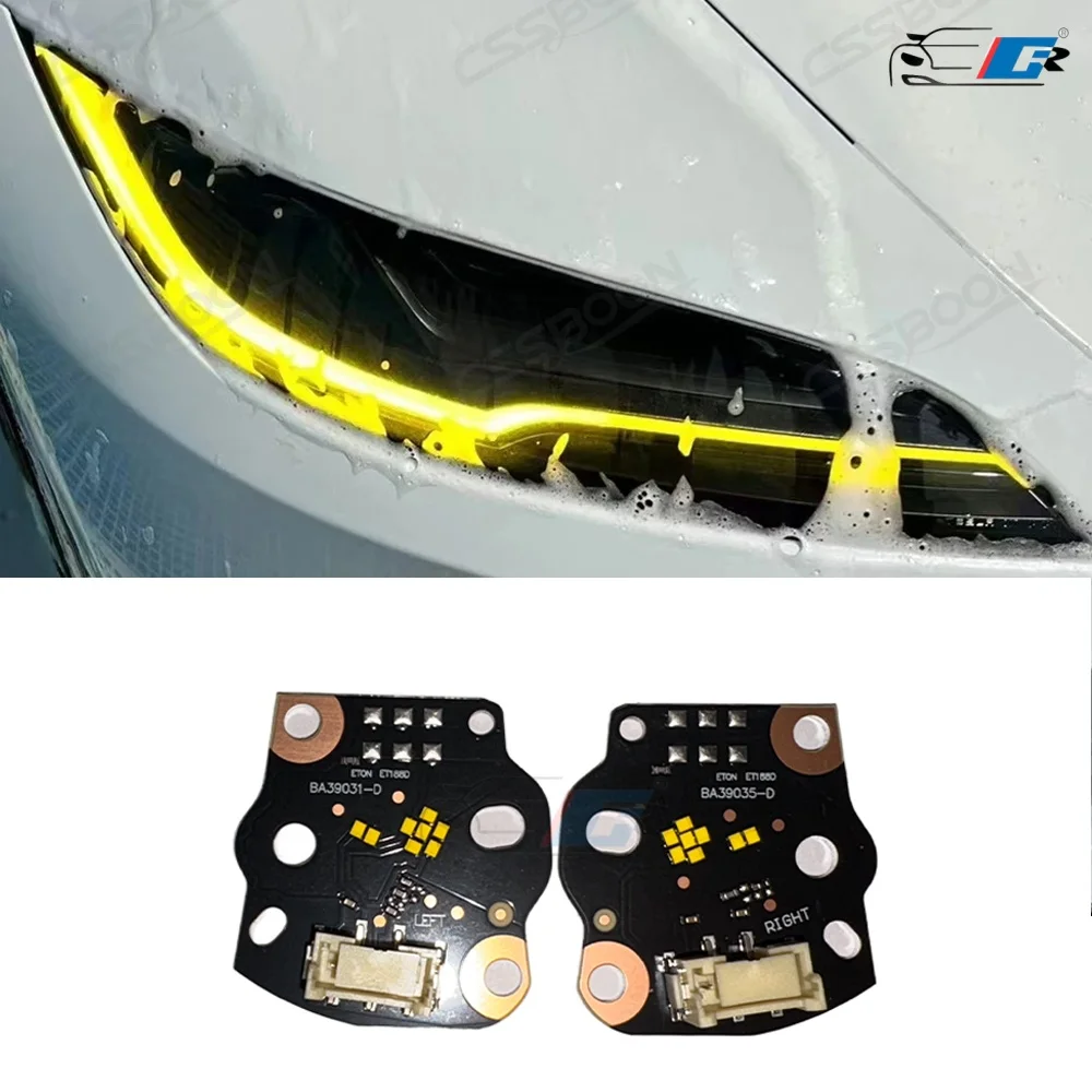 

Лимонно-желтые ангельские глазки DRL, синий, красный, янтарный, источник дневного света для новейших Tesla Model 3, 2024, ремонт дневного света