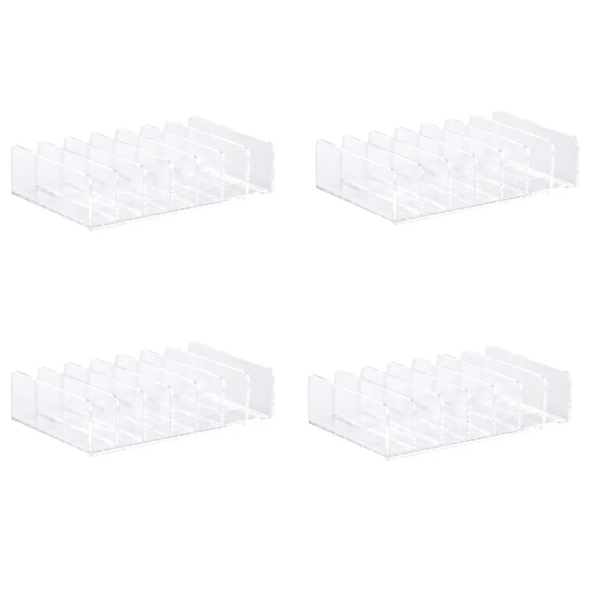 4 Pack Acrylic Money Organizer Cash Trays 7 Sections Clear Dividers Desk Organizer for Cash Envelope Mail Bill Card