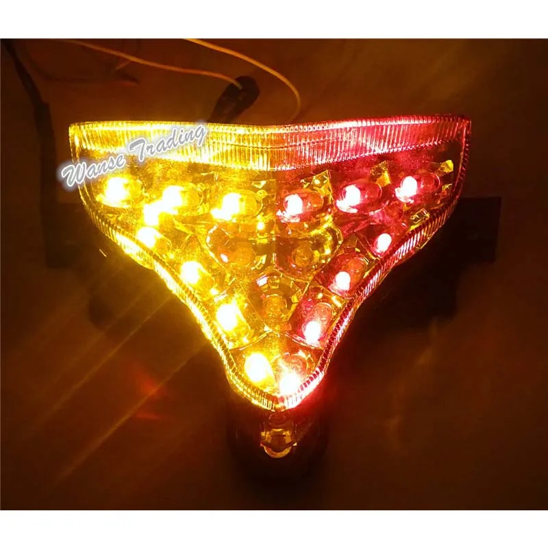 waase For Yamaha YZF R1 2009 2010 2011 2012 2013 2014 Chrome Tail Light Brake Turn Signals Integrated LED Light