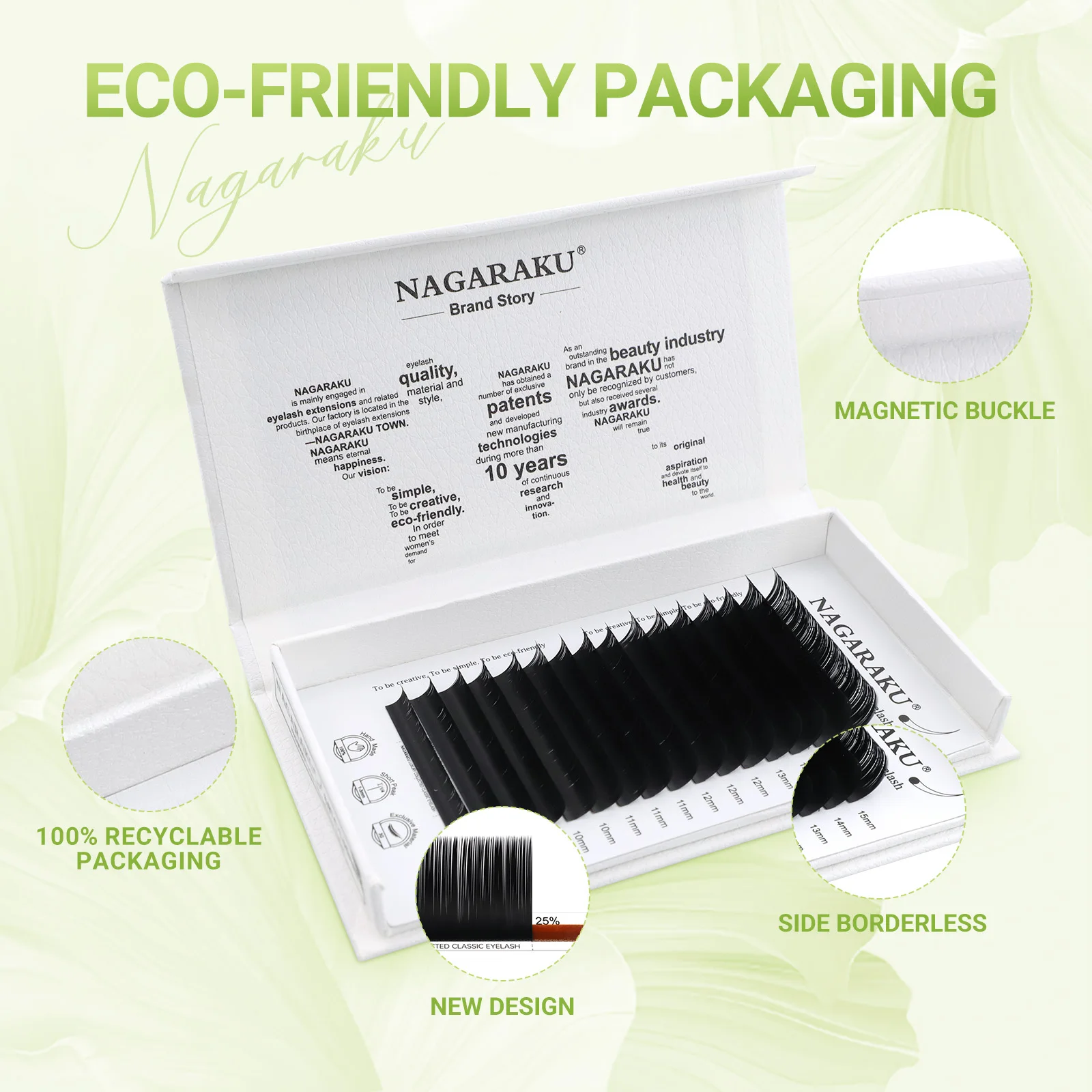 NAGARAKU Luxury Collected Classic Eyelash 100% Hand Made 3rd Classic Eyelash Extension 16rows Individual Matte Black Soft Natura