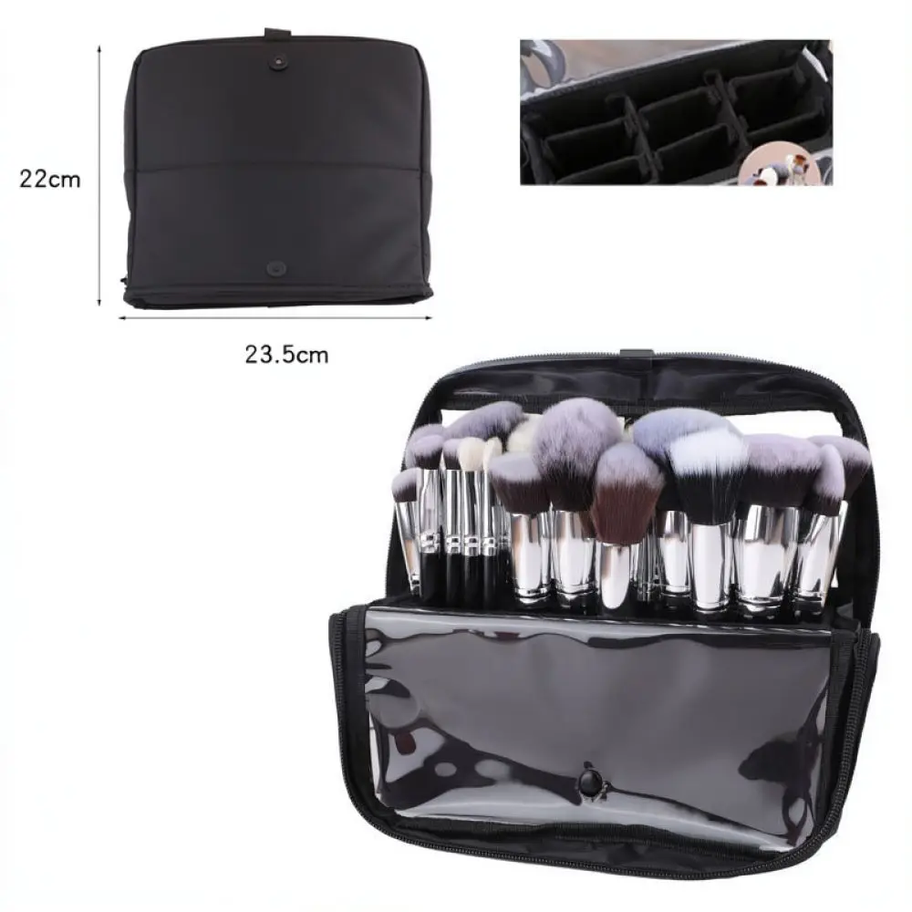 Large Capacity Makeup Brush Organizer Pouch Foldable Stand Cosmetic Tool Storage Case Professional Artist Portable Bag Kit