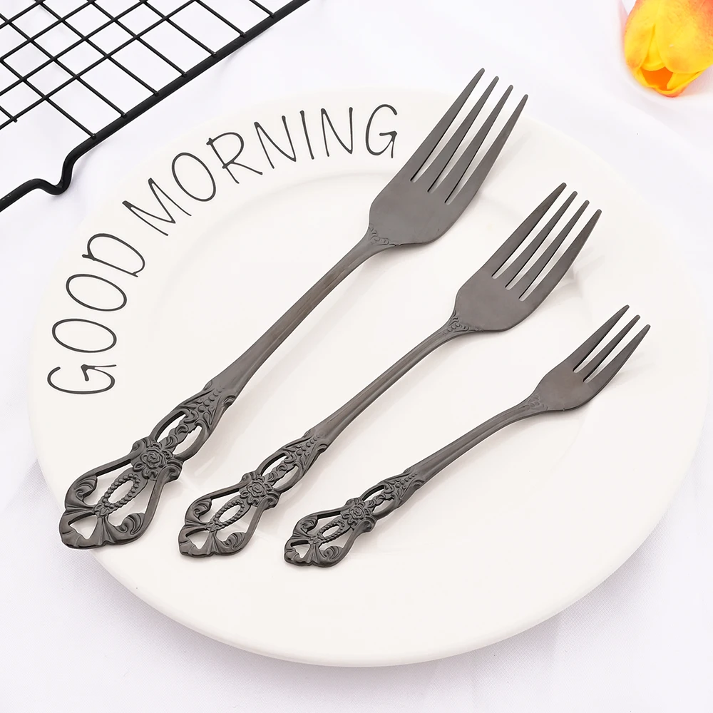 6Pcs Cake Forks Stainless Steel Dessert Fork Colorful Tea Forks Rainbow Small Fork for Fruit Snack Dinnerware Party Utensils Set