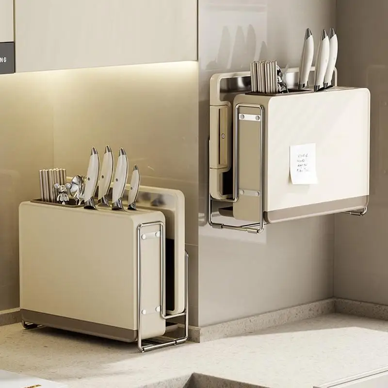 

Kitchen Block Holder Large Block Holder Space-Saving Countertop Storage Stand Multi-Purpose Kitchen Organizer Hollow Waterproof