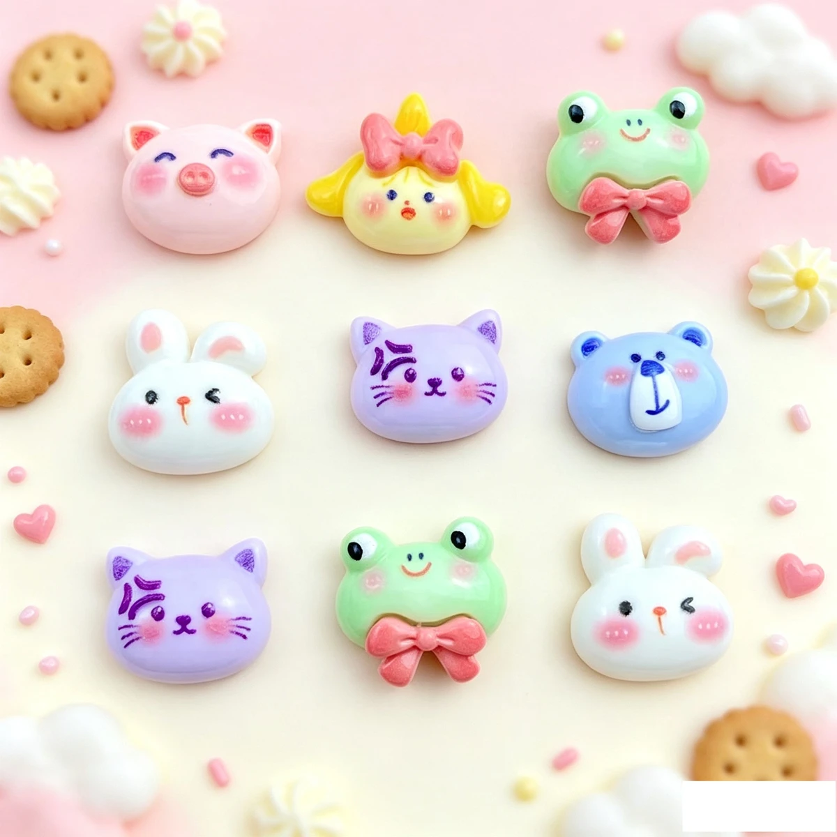 20Pcs 20Pcs New Cute Resin Small Frog, Rabbit, Cat, Bear, Pig Flat Back Ornament Jewelry Making Manicure Hairwear Accessories - Aliexpress Deal