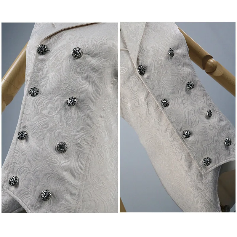 Gothic Style Steam Punk Men's Vest Tailored Suit Double Row Buttons Silk Brocade Formal Wear Fashionable Traditional Chinese ...