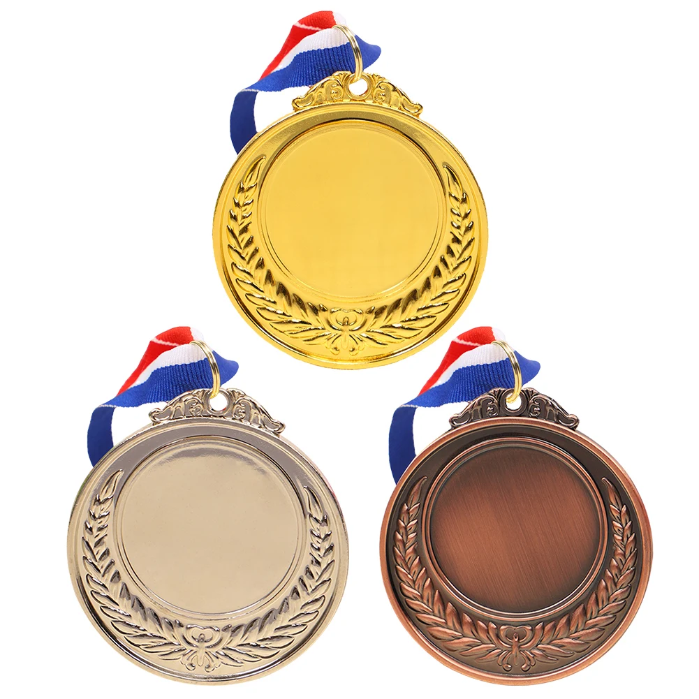 5.2cm Gold/Silver/Bronze Medal Class Rewards with Neck Ribbon Competition Awards Metal Winner Medals for Competitions Party Race