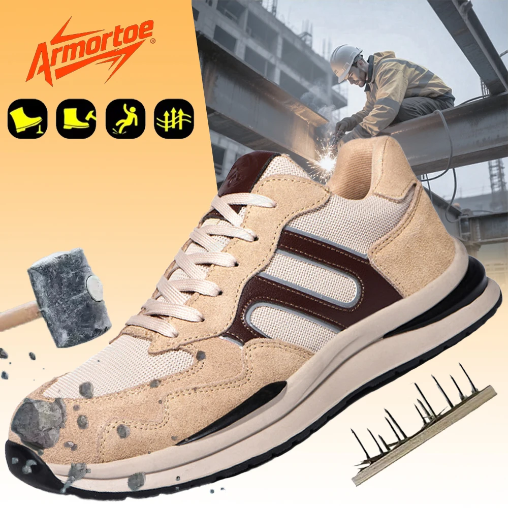 

ArmorToe Men's Low Cut Steel Toe Safety Shoes Lightweight Breathable Anti-Smash Anti-Puncture Work #Armor3057