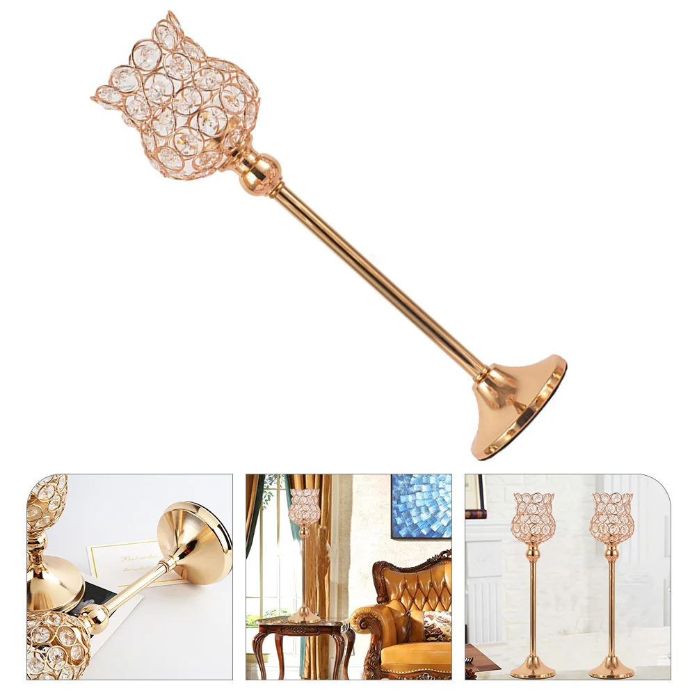 

European Crystal Candlestick Gold Tall Stand For Pillar Candles Table Centerpiece Wedding Christmas Thanksgiving Party