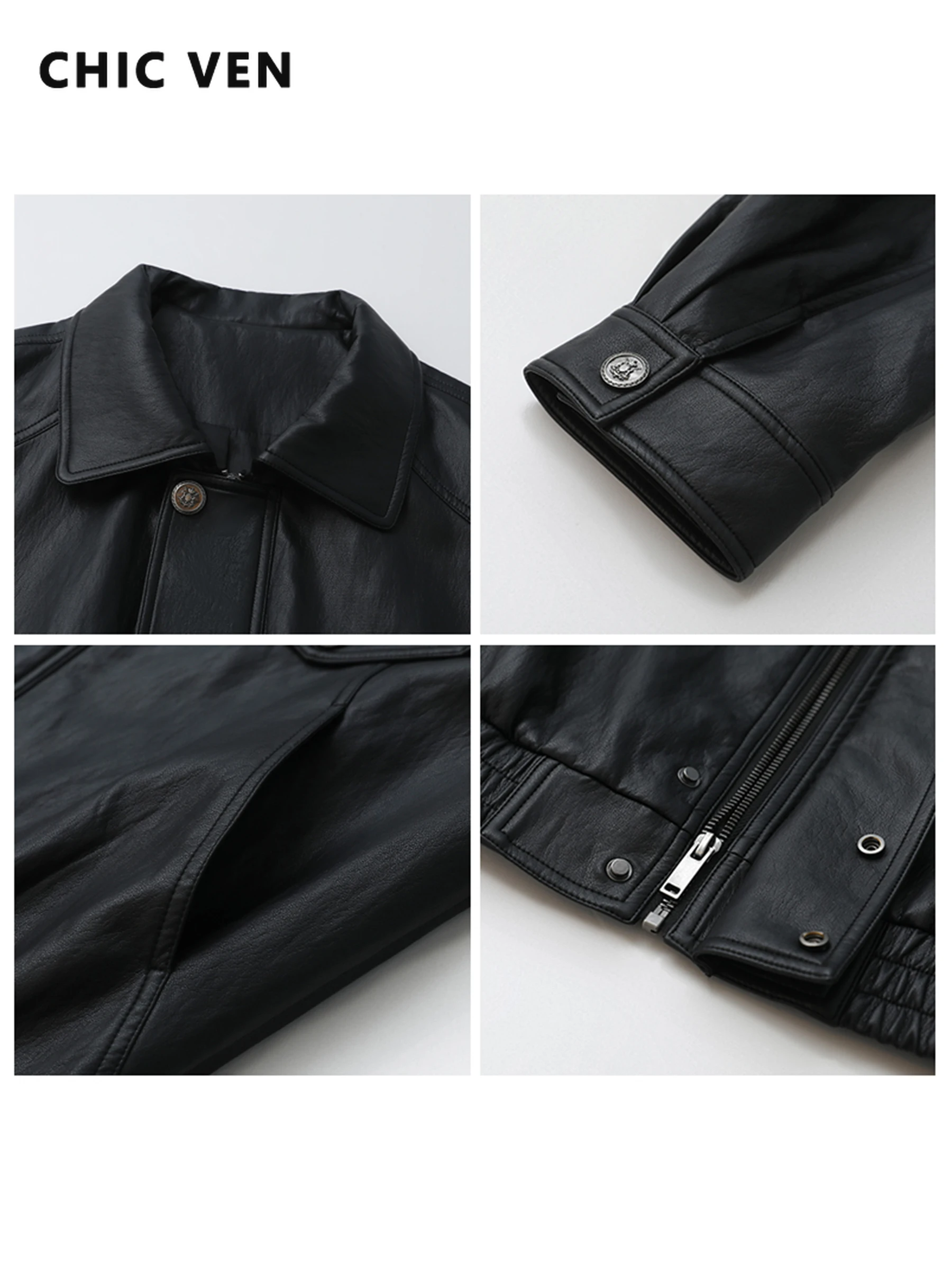 شيك فين موضة النساء فو سترات من الجلد عادية فضفاض بولي Leather جلد السيدات معاطف دراجة نارية الشارع الشهير خريف شتاء جديد 2025