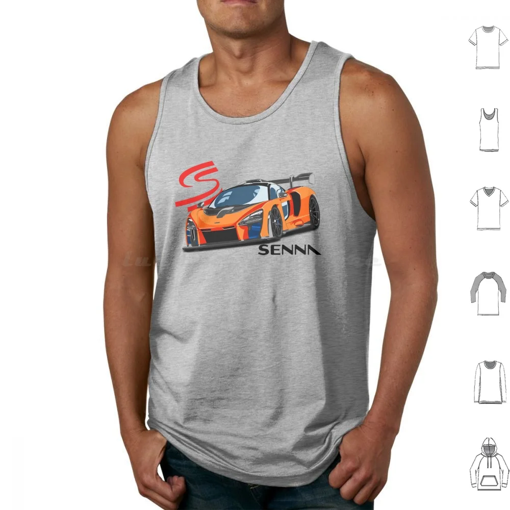 The Tribute Tank Tops Vest Sleeveless Senna Super Car Garage Car Sports Speed Track Hypercar Hyper Car British