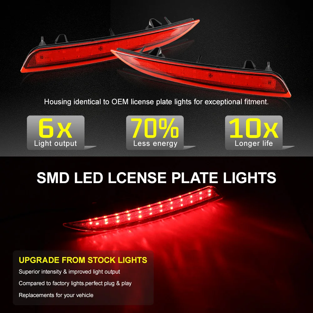 2Pcs Red / Smoke Lens 48-SMD LED Rear Bumper Reflector LED Brake Stop Light For Opel Vauxhall Astra J 5D HB 2009-2012