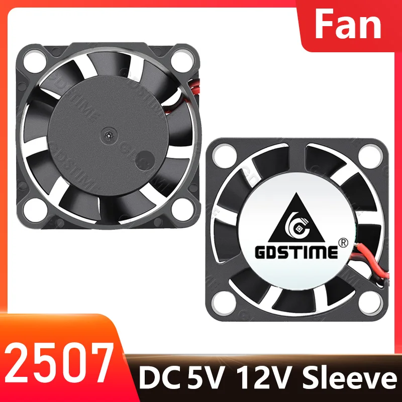 

Gdstime 2507 2-контактный осевой бесщеточный кулер 25x25x7 мм Корпус ПК Вентилятор охлаждения DC 5 В 12 В 2 см Чипсет Радиатор Мини-радиатор
